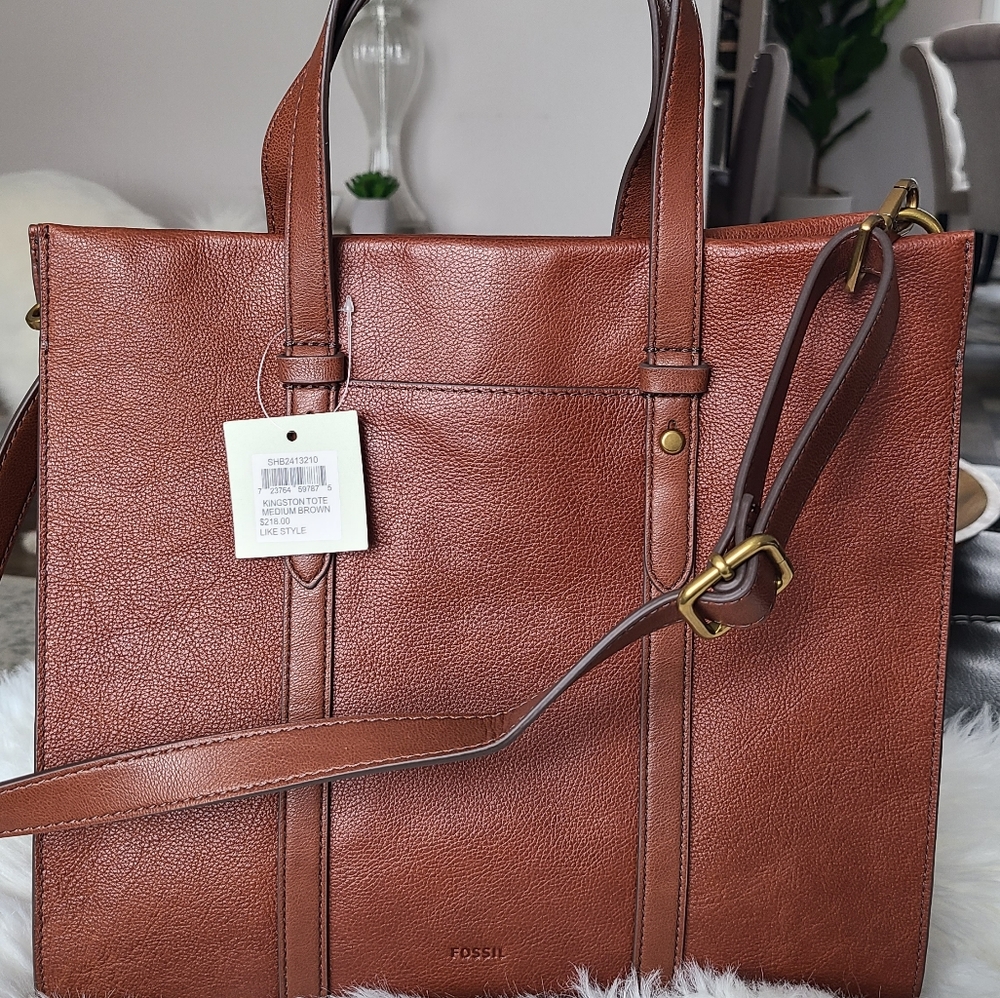 NWT Fossil leather Kingston tote